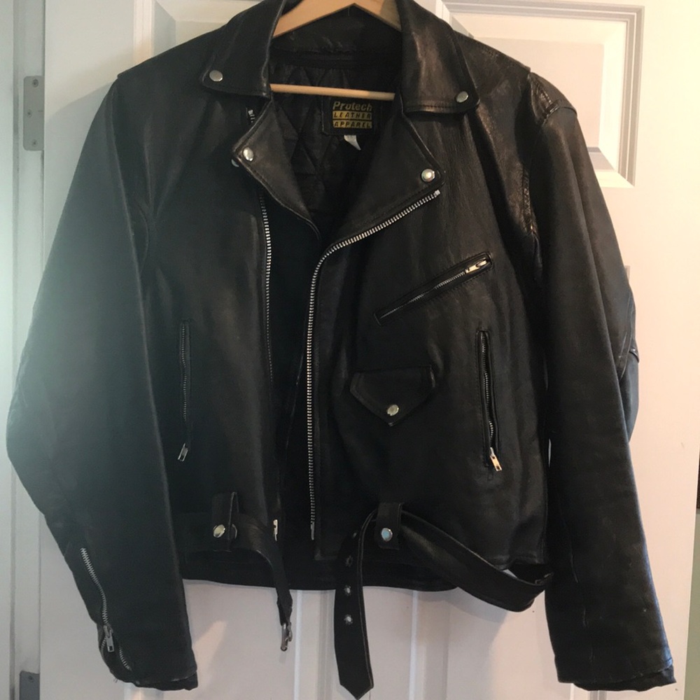Vintage Protech Leather Motorcycle Jacket
